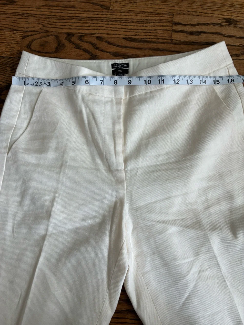 J Crew Kate Capri Linen Pants 6 White Cream Trousers Stretch